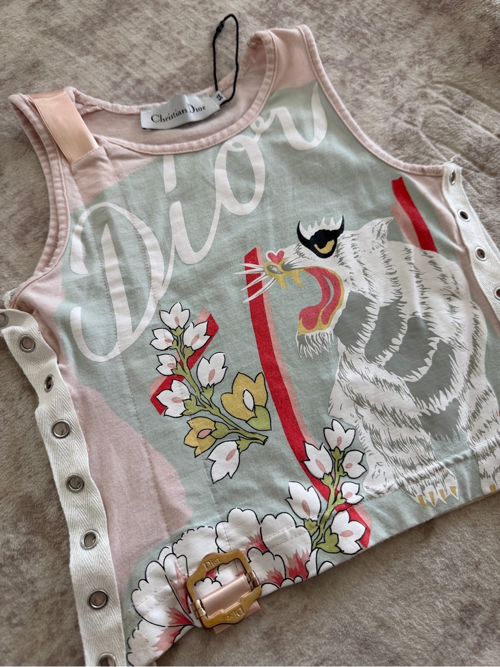 Authentic Dior pink lace up top size xs reworked